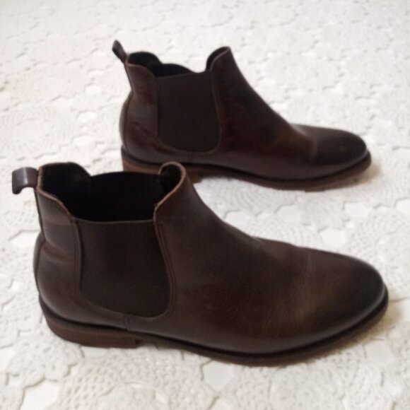 Wolverine Ankle Chelsea Boots Dark Brown Burnished Leather Almond Toe 7.5 Women - Picture 4 of 10